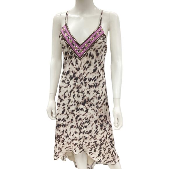 HH Haute Hippie Dress Women’s SZ S 100% Silk Long Spaghetti Straps Animal Print - Picture 1 of 5